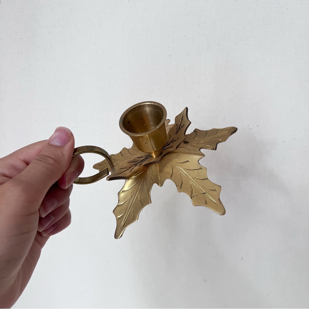 Brass Leaf Candle Holder